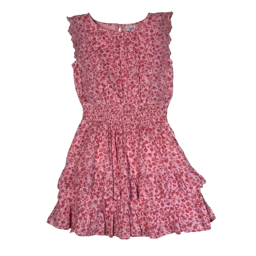 Abercrombie & Fitch Pink Floral Dress 9/10 Tiered Ruffle Smocked Waist